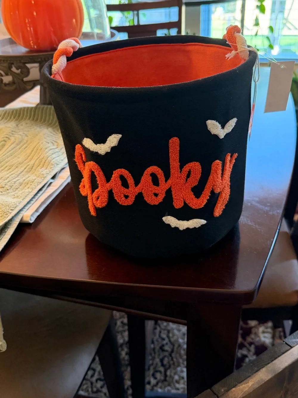 Spooky Halloween Treat Bucket - Orange and Black